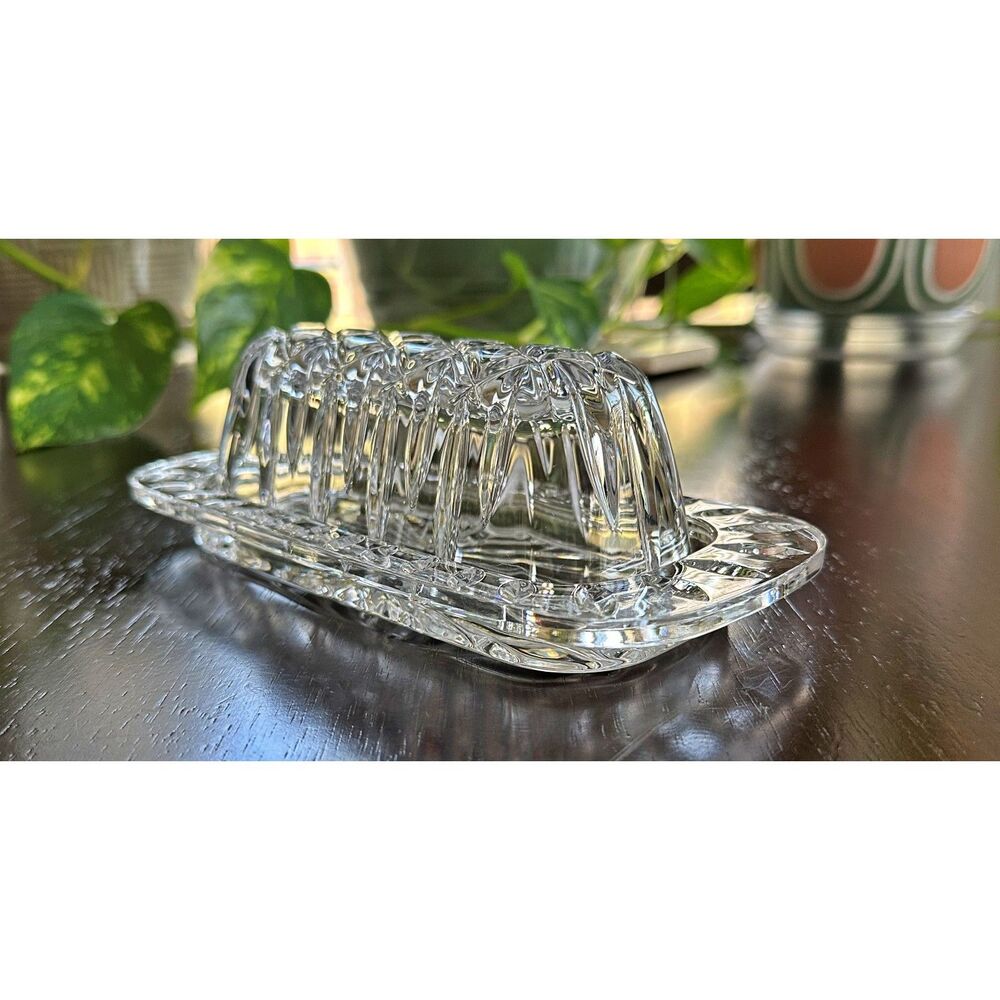 Vintage Textured Pattern Glass Butter Dish by Anchor Hocking Cottagecore Casual